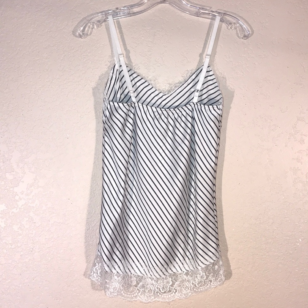 NWT Angela Mara Italy Striped, Lace Hem Camisole - Picture 4 of 4